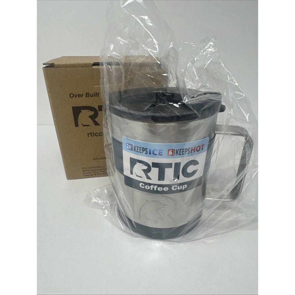 RTIC Insulated Stainless Steel Coffee Cup Silver With Lid Keeps Cold 24h Hot 6h